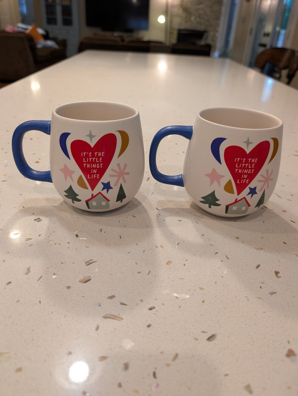 Indigo Love Heart Valentines Ceramic Mugs Set of 2 Romantic Couples Gift